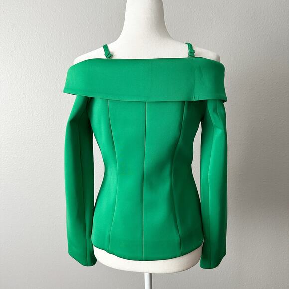Boston Proper Off The Shoulder Scuba Double Breasted Blazer Top Women’s Size 6 - Picture 8 of 16
